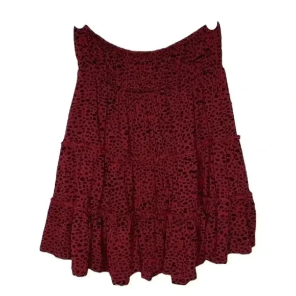 ASOS DESIGN tiered mini skirt in red and black animal print - Picture 1 of 6